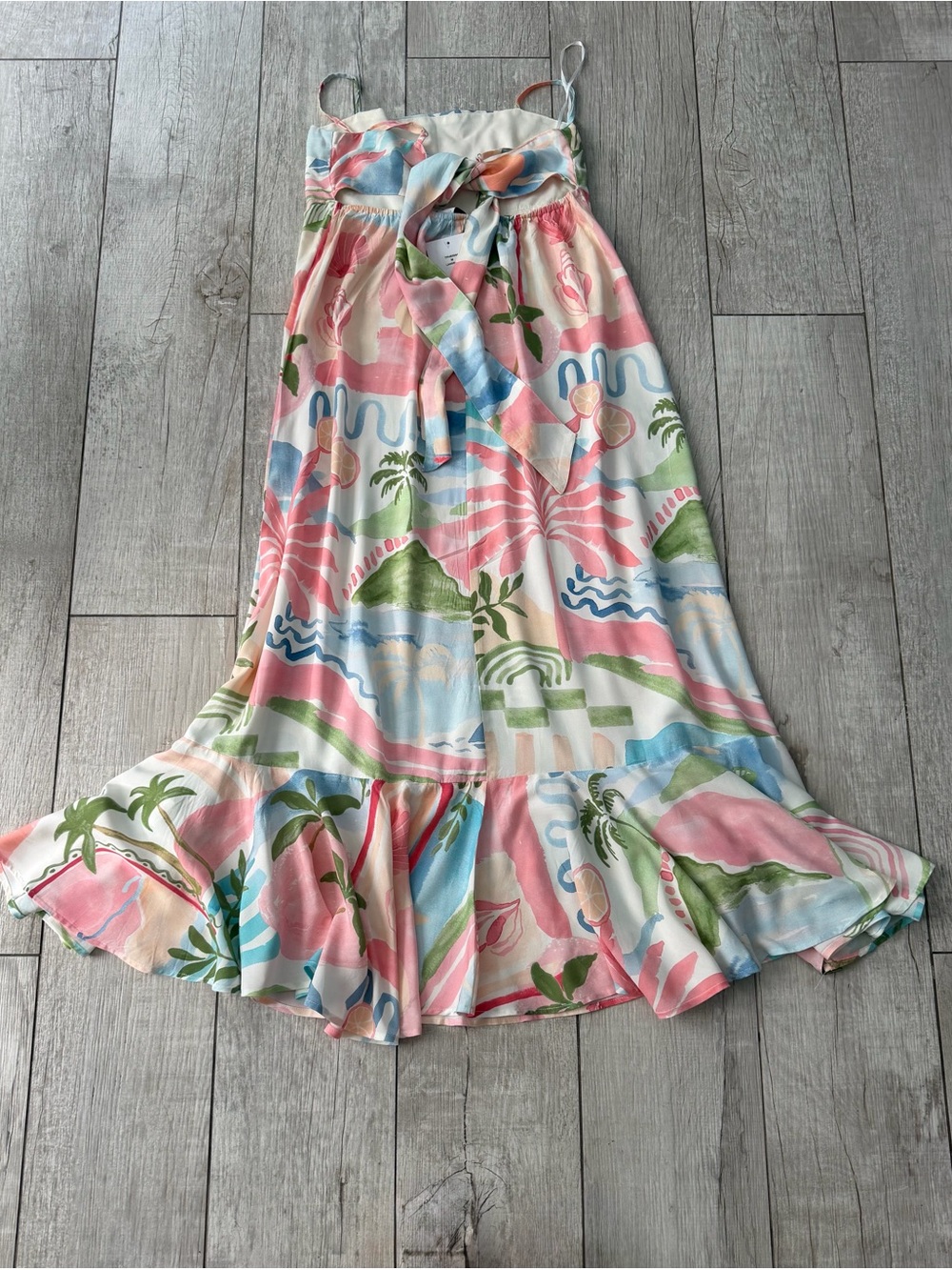 Paper Heart Coastal Tequila Sunrise Maxi Dress Tropical Print NWT Size M - Picture 4 of 10